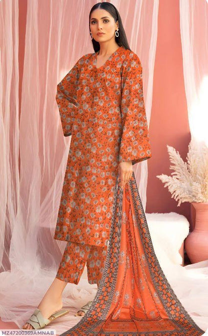 Unstitched Khaddar Printed Suit - 3 Pc’s