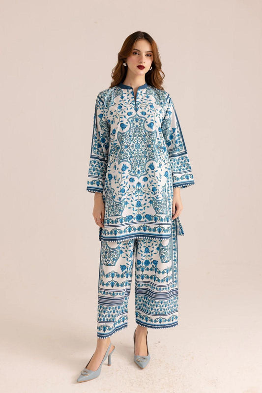 2 Pc's Stylish Printed Womans Stitched Shirt and Trouser Set