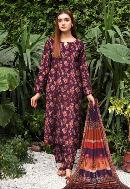 Unstitched Khaddar Printed Suit - 3Pc’s