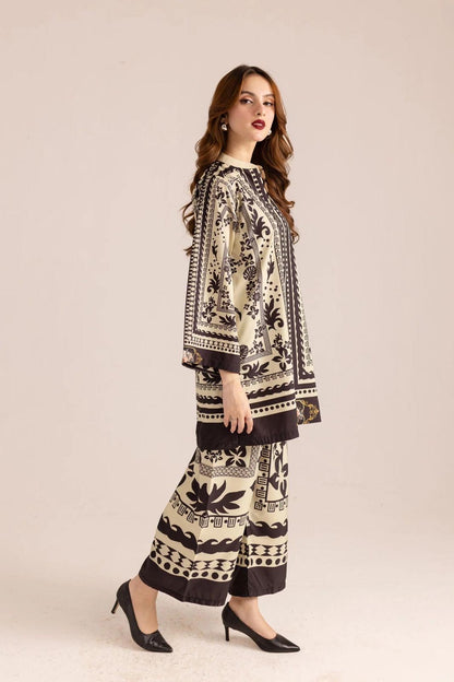 2 Pc's Stylish Women's Stitched Printed Shirt and Trouser Set