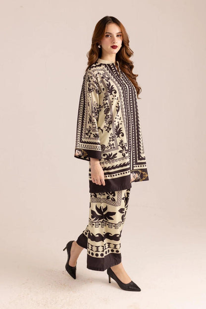 2 Pc's Stylish Women's Stitched Printed Shirt and Trouser Set