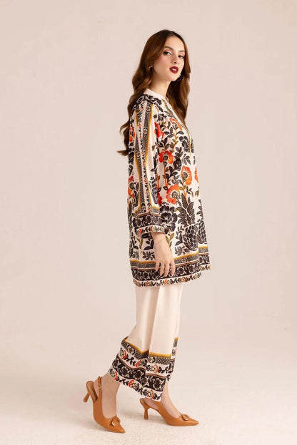 Elegant Printed Grip Silk Shirt and Trouser Set - 2 Pc's