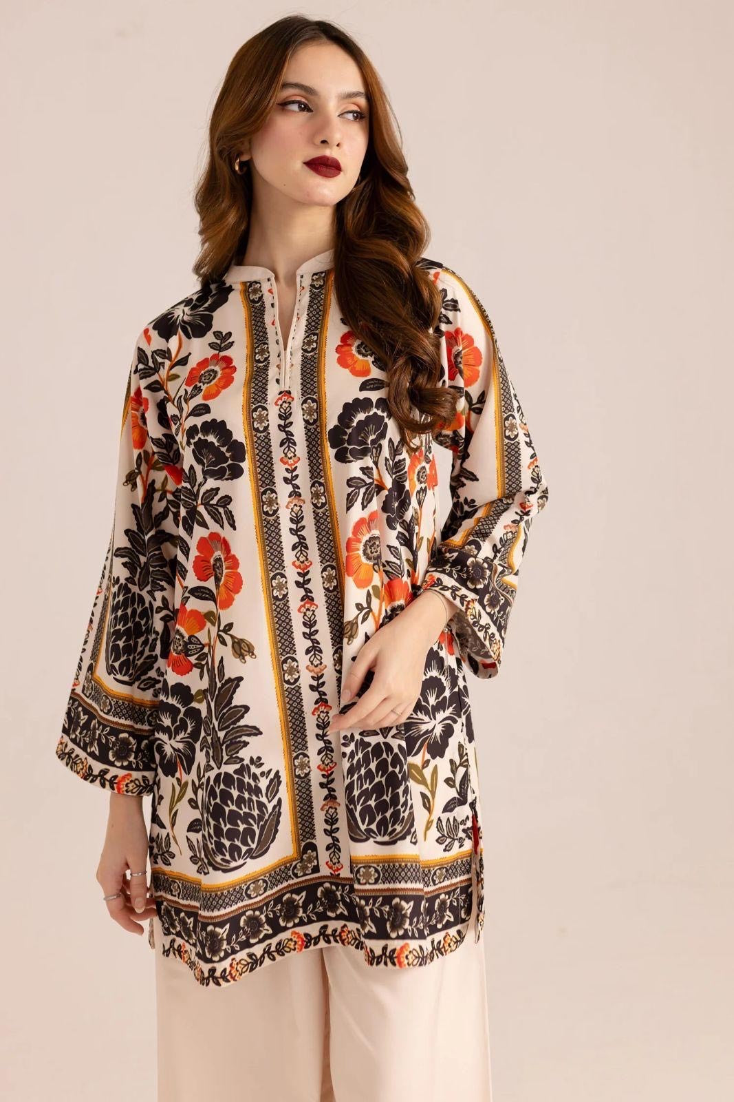 Elegant Printed Grip Silk Shirt and Trouser Set - 2 Pc's