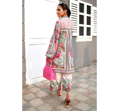 Multi Color Printed Khaddar Shirt and Trouser  - 2 Pc's