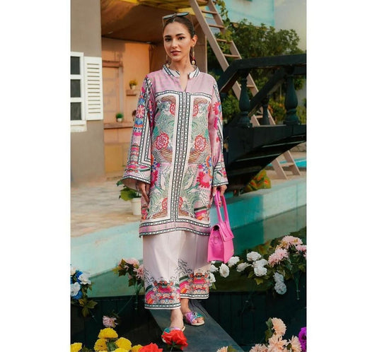 Multi Color Printed Khaddar Shirt and Trouser  - 2 Pc's